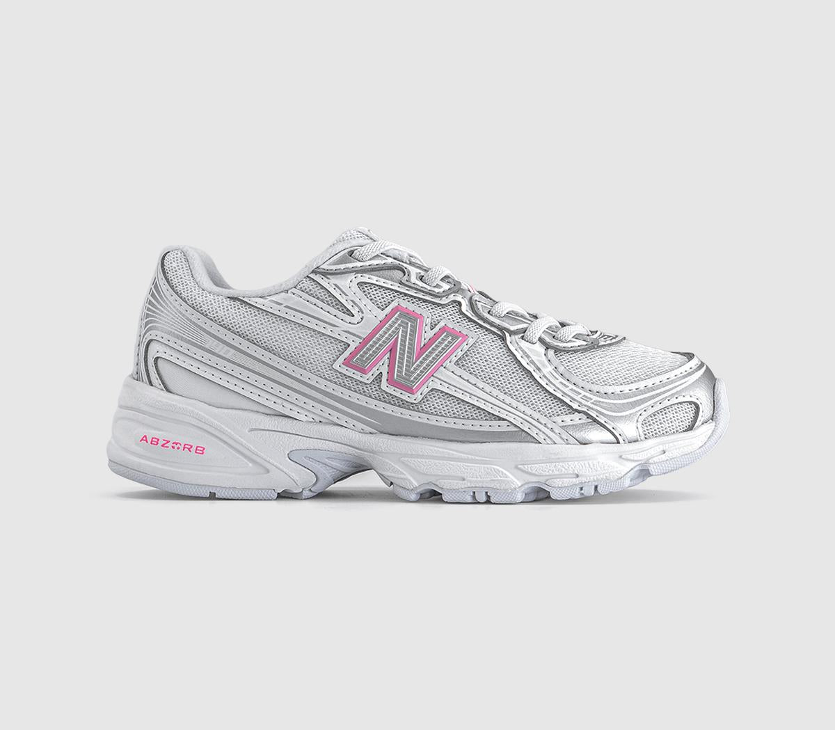 Kids New Balance  740 Youth Trainers Silver Metallic Signal Pink