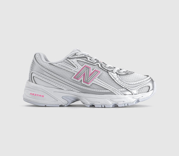 Kids New Balance  740 Youth Trainers Silver Metallic Signal Pink
