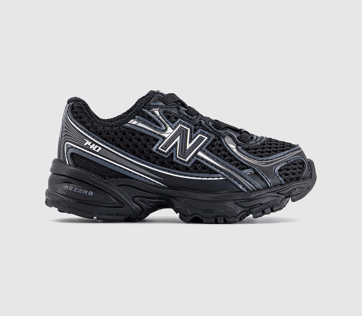 Kids New Balance 740 Infant Trainers Black Silver Metalic Bm