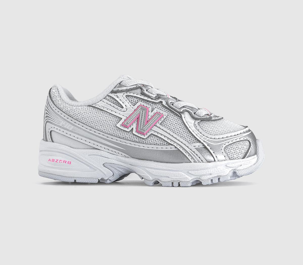 Kids New Balance 740 Infant Trainers Silver Metallic Signal Pink