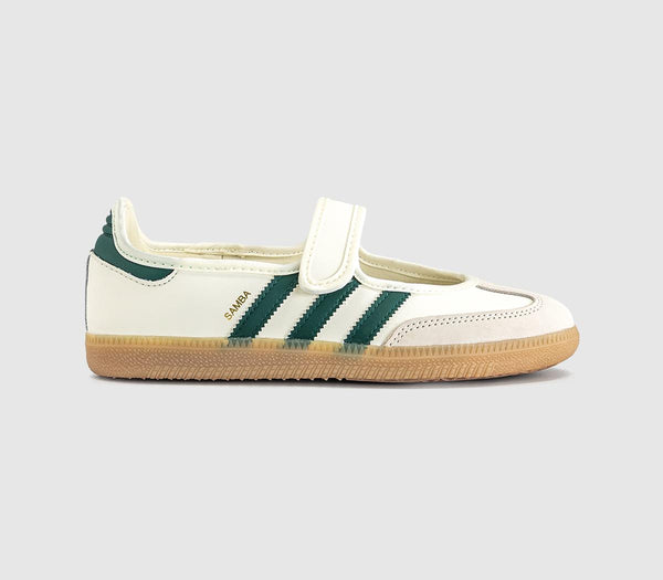 adidas Samba Jane Ballet Trainers Offwhite Collegiate Green Gold Metallic