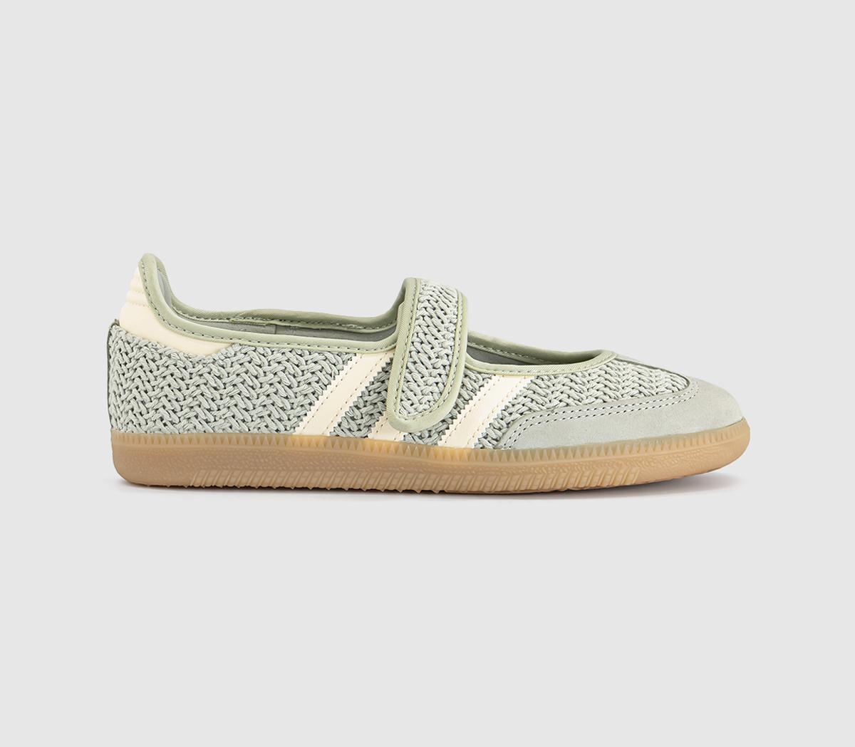 Womens adidas Samba Jane Ballet Trainers Halo Green Warm Vanilla Gold Metallic