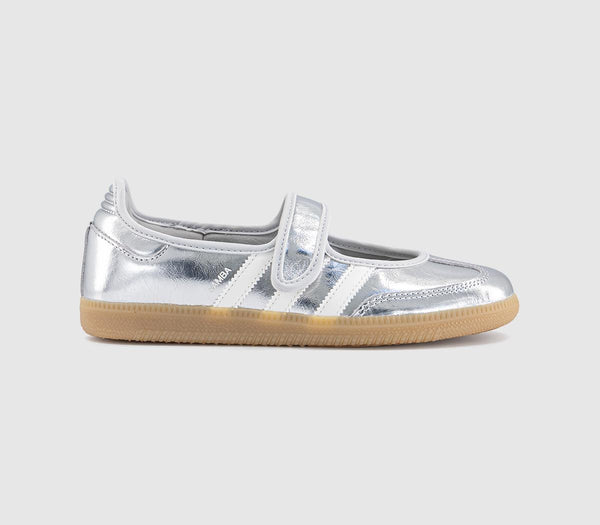 adidas Samba Jane Ballet Metallic Trainers Silver Metallic Offwhite Gum
