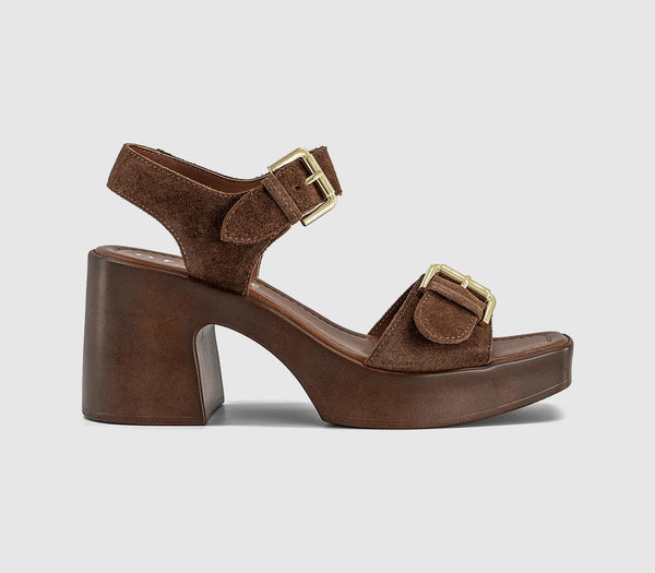 Womens OFFICE Marseille Two Part Heeled Sandals Tan Suede