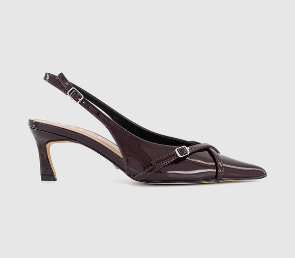 Womens OFFICE Mason Buckle Strap Slingback Heels Burgundy