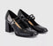 Womens OFFICE Manhattan Double Strap Heeled Mary Janes Black Patent