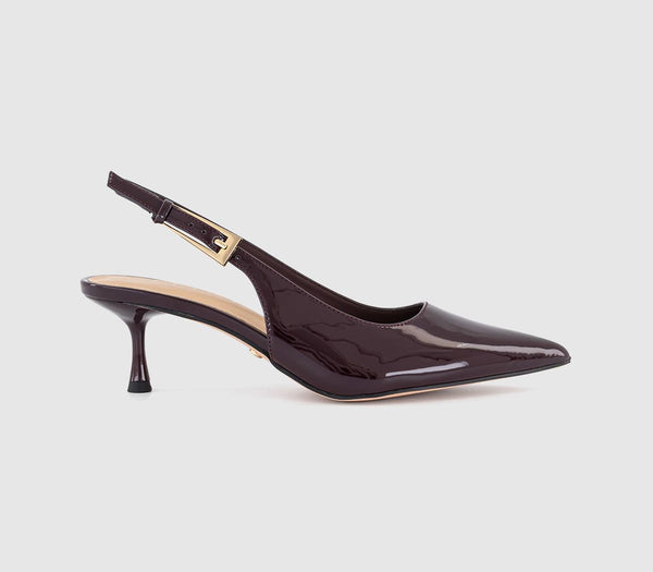 Womens OFFICE Metro Buckle Detail Slingback Kitten Heels Berry Patent