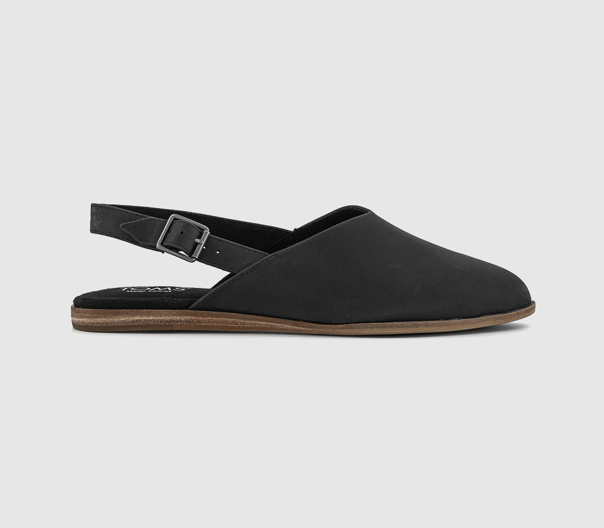 Womens TOMS Jade Slingback Mules Black Leather