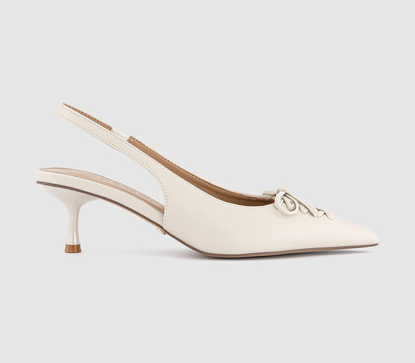 Womens OFFICE Missy Lace Up Detail Slingback Kitten Heels White