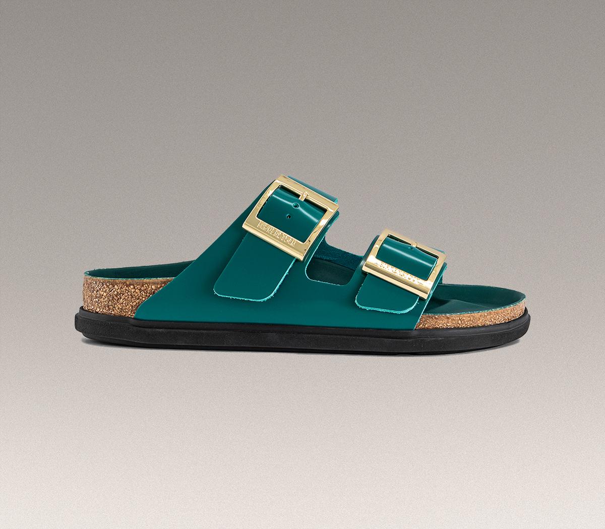 Womens BIRKENSTOCK Arizona Droplet Sandals Dark Teal High Shine