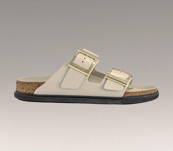 Womens BIRKENSTOCK Arizona Droplet Sandals Ecru High Shine