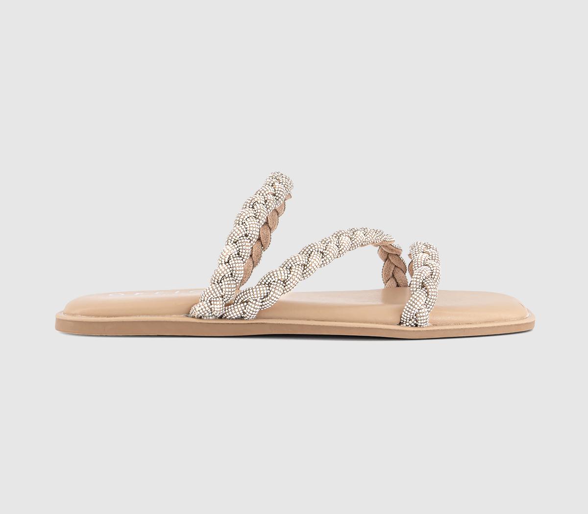 Womens OFFICE Sapphire Asymmetric Embellished Slide Silver Embellished