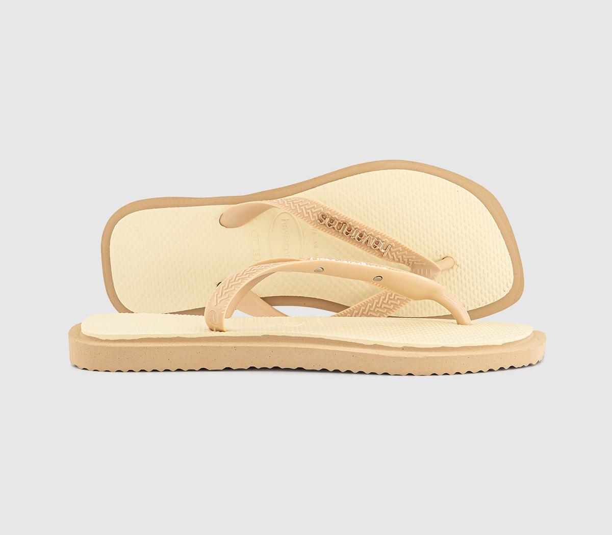 Womens Havaianas Top Square Fusion Flip Flops Golden