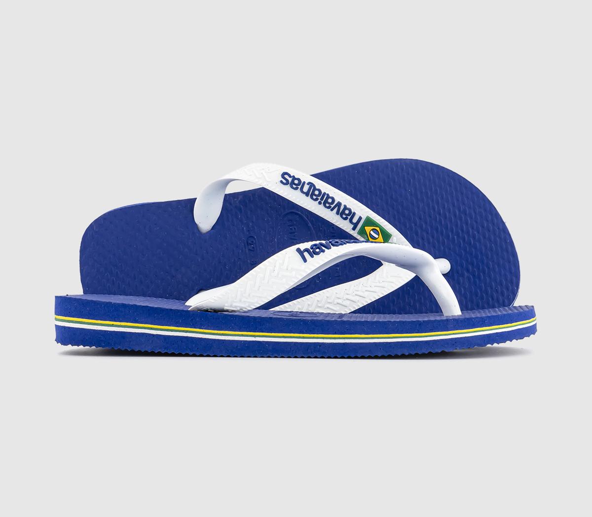Kids Havaianas Brasil Logo Flip Flops Marine Blue