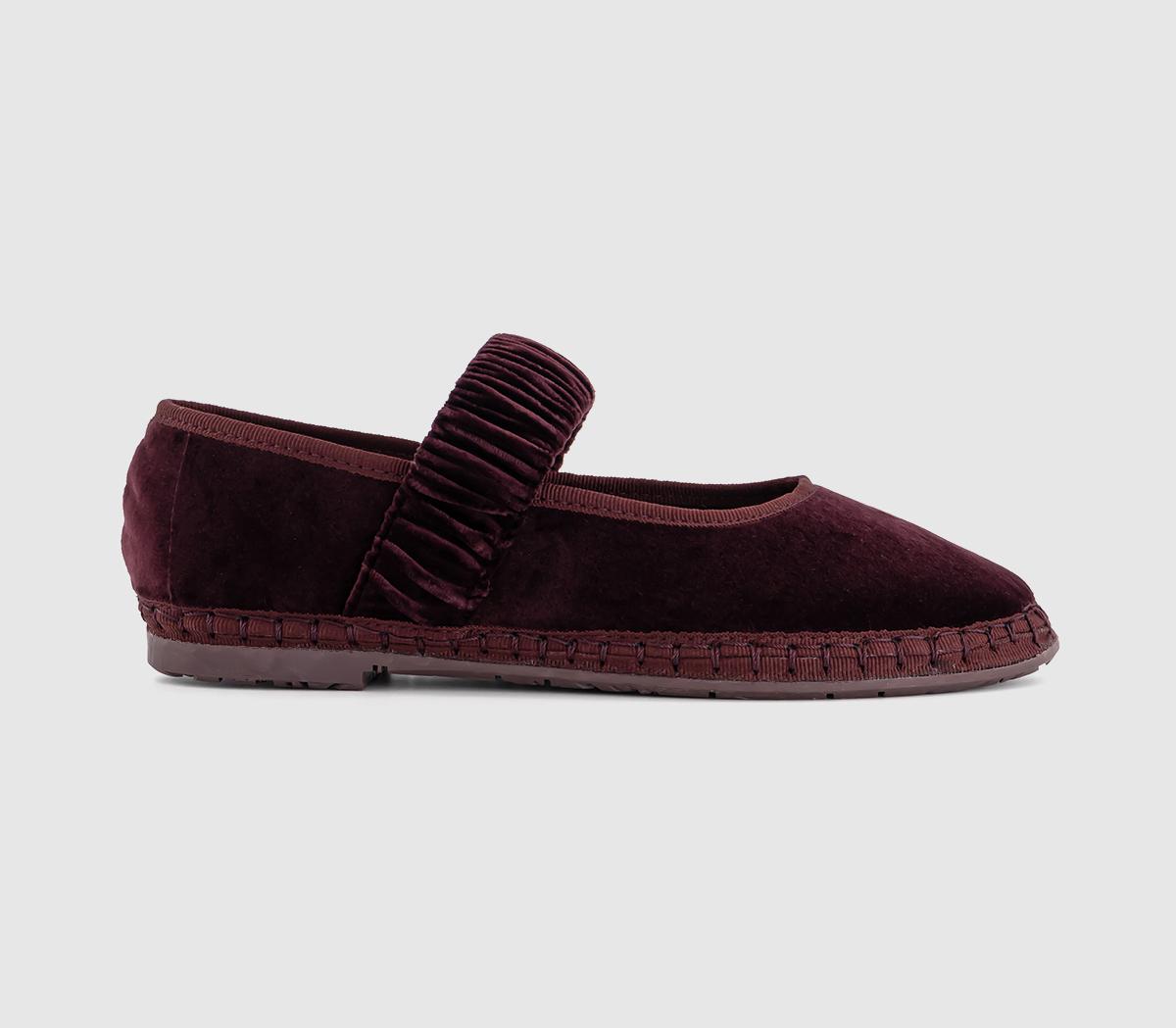 Womens Flabelus Mafalda Scrunched Strap Jane Shoes Wine Velvet
