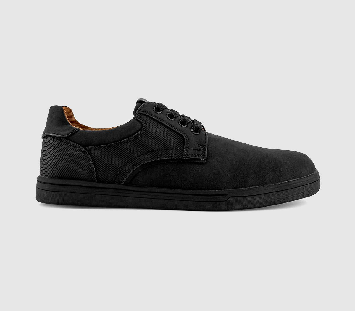 Mens OFFICE Caleb Perf Detail Lace Up Trainers Black