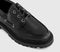 Womens OFFICE Flare Lace Up Chunky Boat Shoes Black Leather