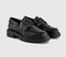 Womens OFFICE Flare Lace Up Chunky Boat Shoes Black Leather