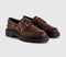 Womens OFFICE Flare Lace Up Chunky Boat Shoes Brown Leather