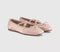 Womens OFFICE Fate Elastic Cross Strap Square Toe Ballerina Flats Pink Satin