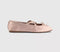 Womens OFFICE Fate Elastic Cross Strap Square Toe Ballerina Flats Pink Satin