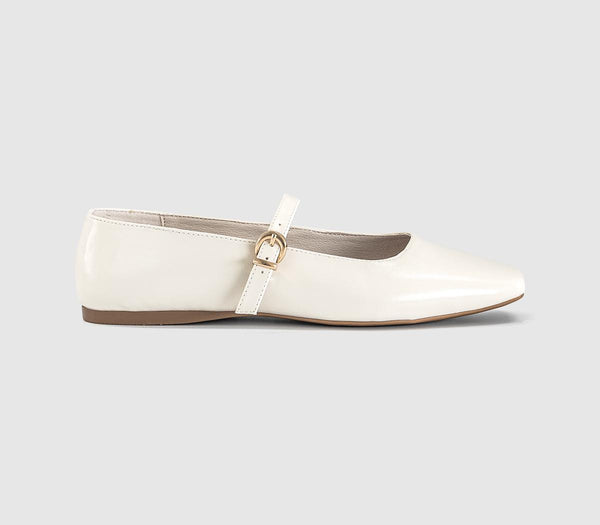 Womens OFFICE Flourish Square Toe Mary Jane Ballerina Pumps White