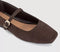 Womens OFFICE Flourish Square Toe Mary Jane Ballet Pumps Brown Faux Suede