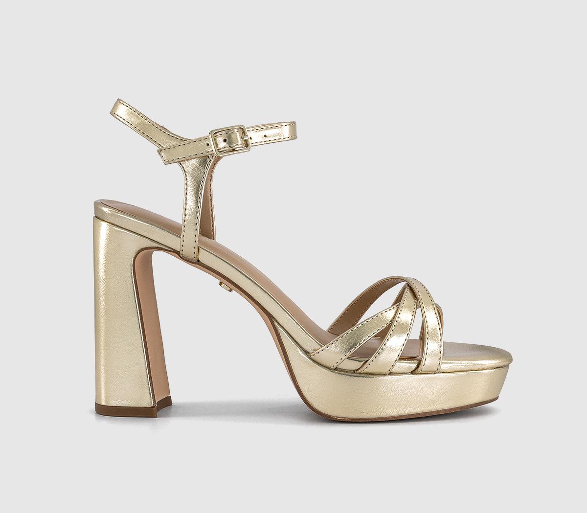 Womens OFFICE Hype Two Part Platform Heeled Sandals Gold
