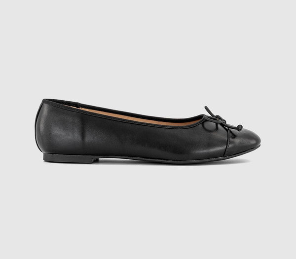 Womens OFFICE Fran Toecap Round Toe Ballet Pumps Black