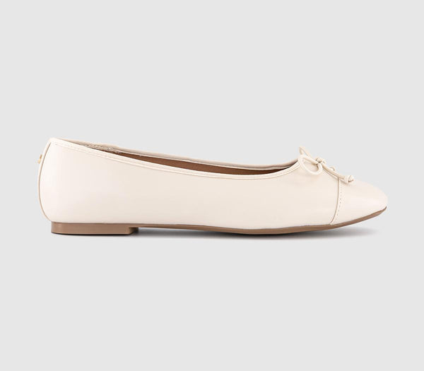 Womens OFFICE Fran Toecap Round Toe Ballet Pumps White