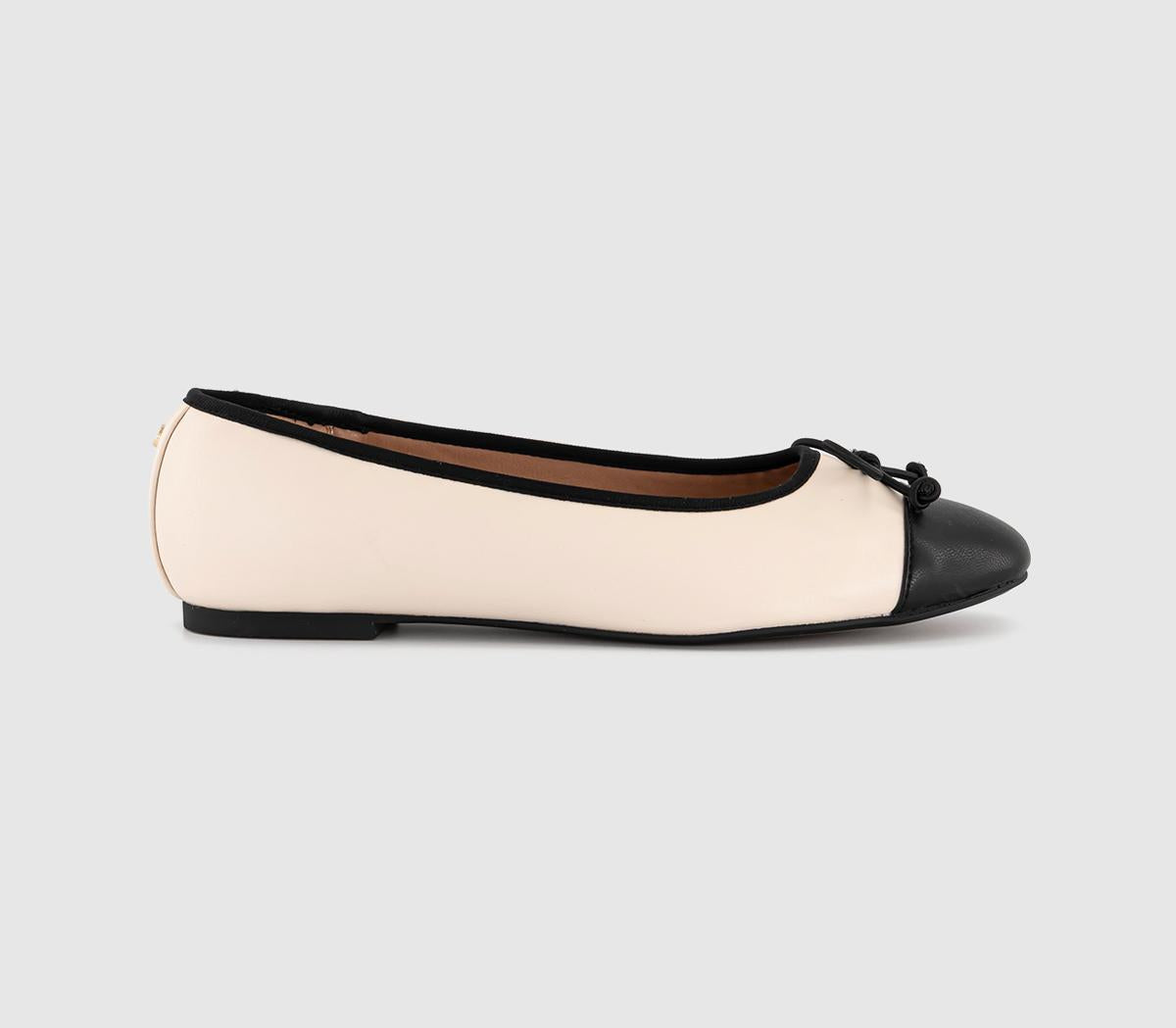 Womens OFFICE Fran Toecap Round Toe Ballerina Shoes White/black