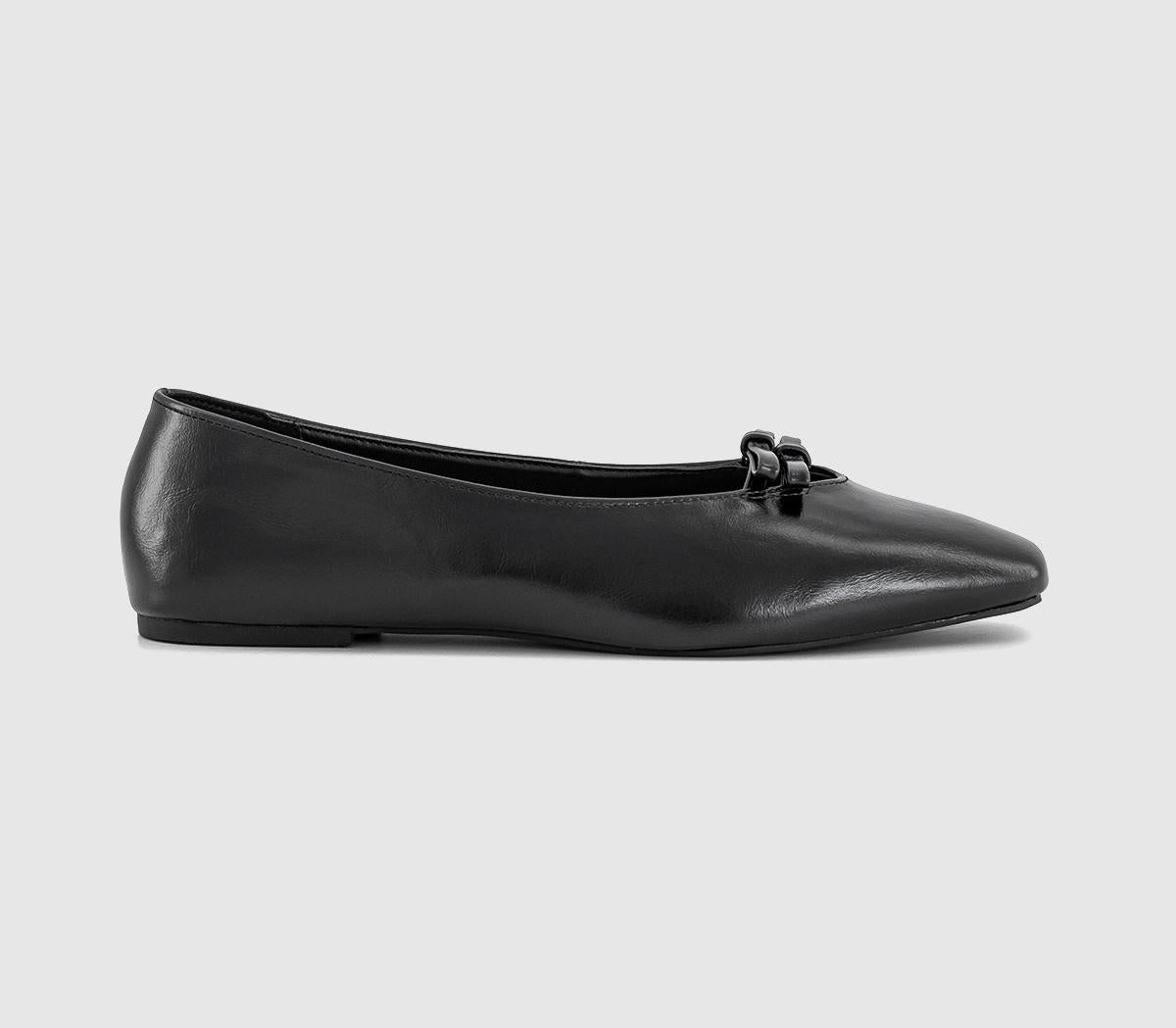 Womens OFFICE Frappe Double Bow Ballet Pumps Black