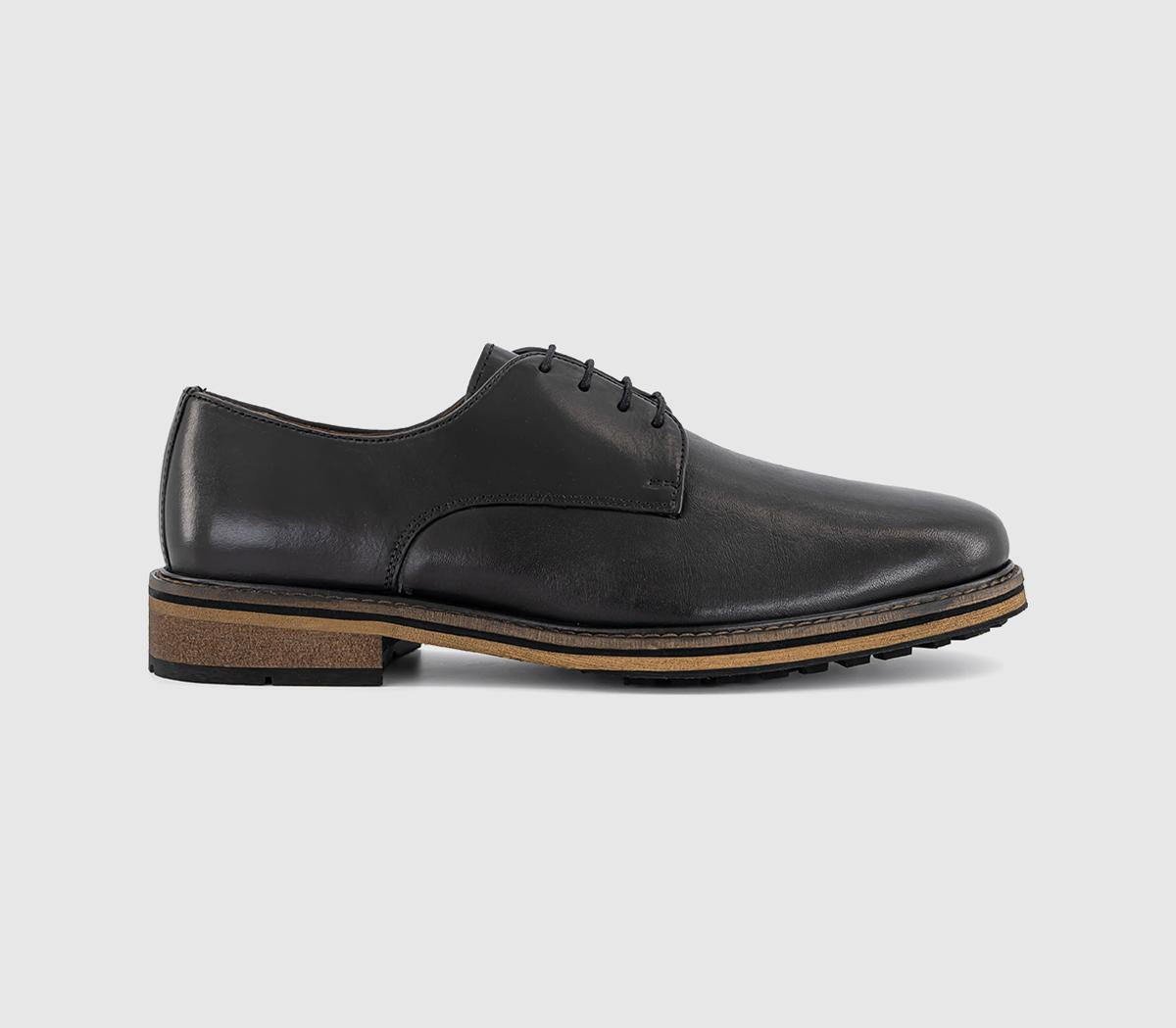 Mens OFFICE Cortado Lace Up Derby Shoes Black Leather