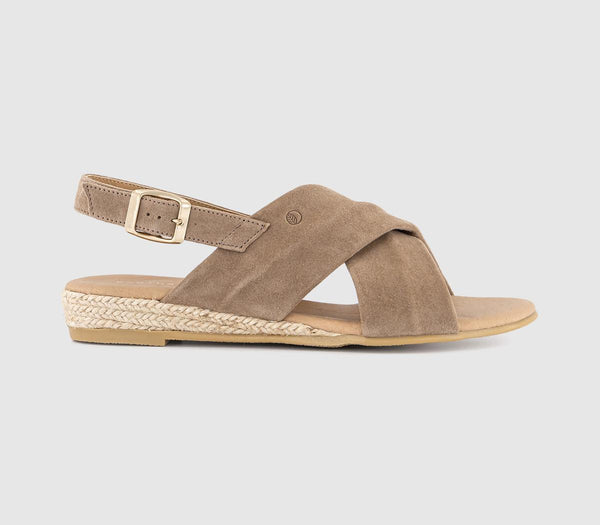 Womens EARTHADDICT Tulip Cross Over Sandals Beige Suede
