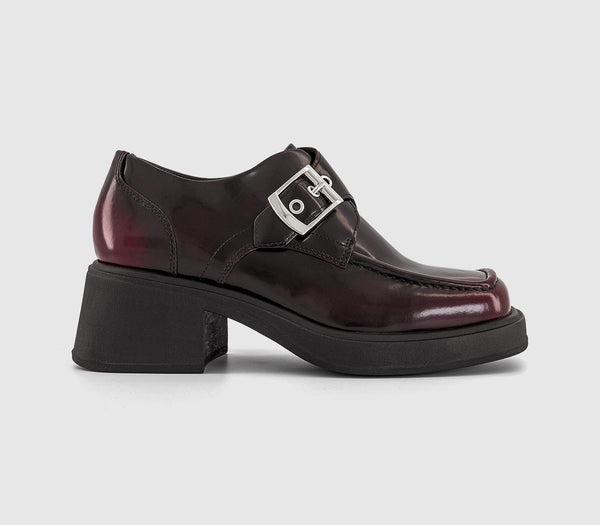 Womens Vagabond Shoemakers Dorah Buckle Shoes Bordo Polished Leather