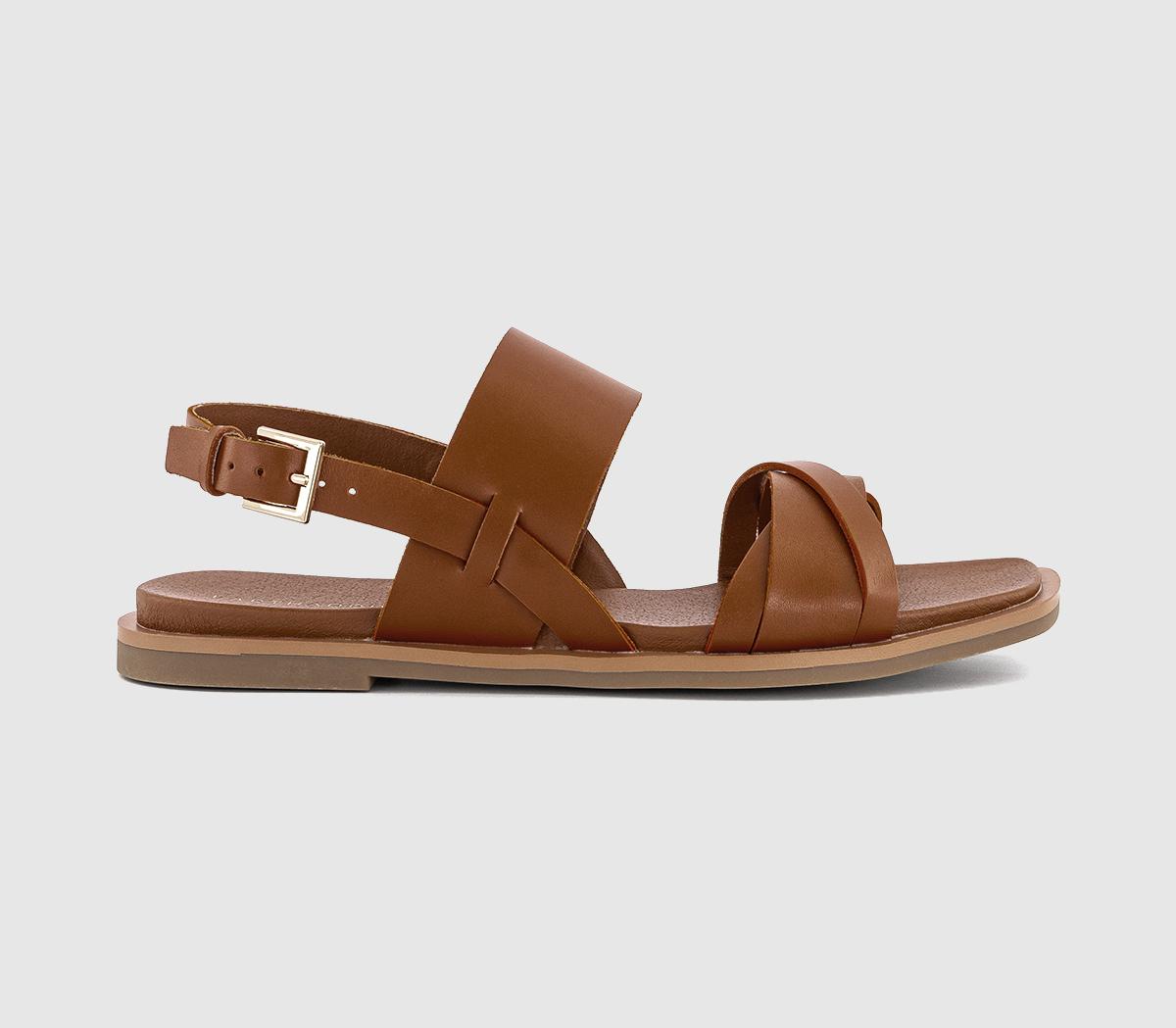 Womens EARTHADDICT Blossom Two Part Sandals Tan Leather