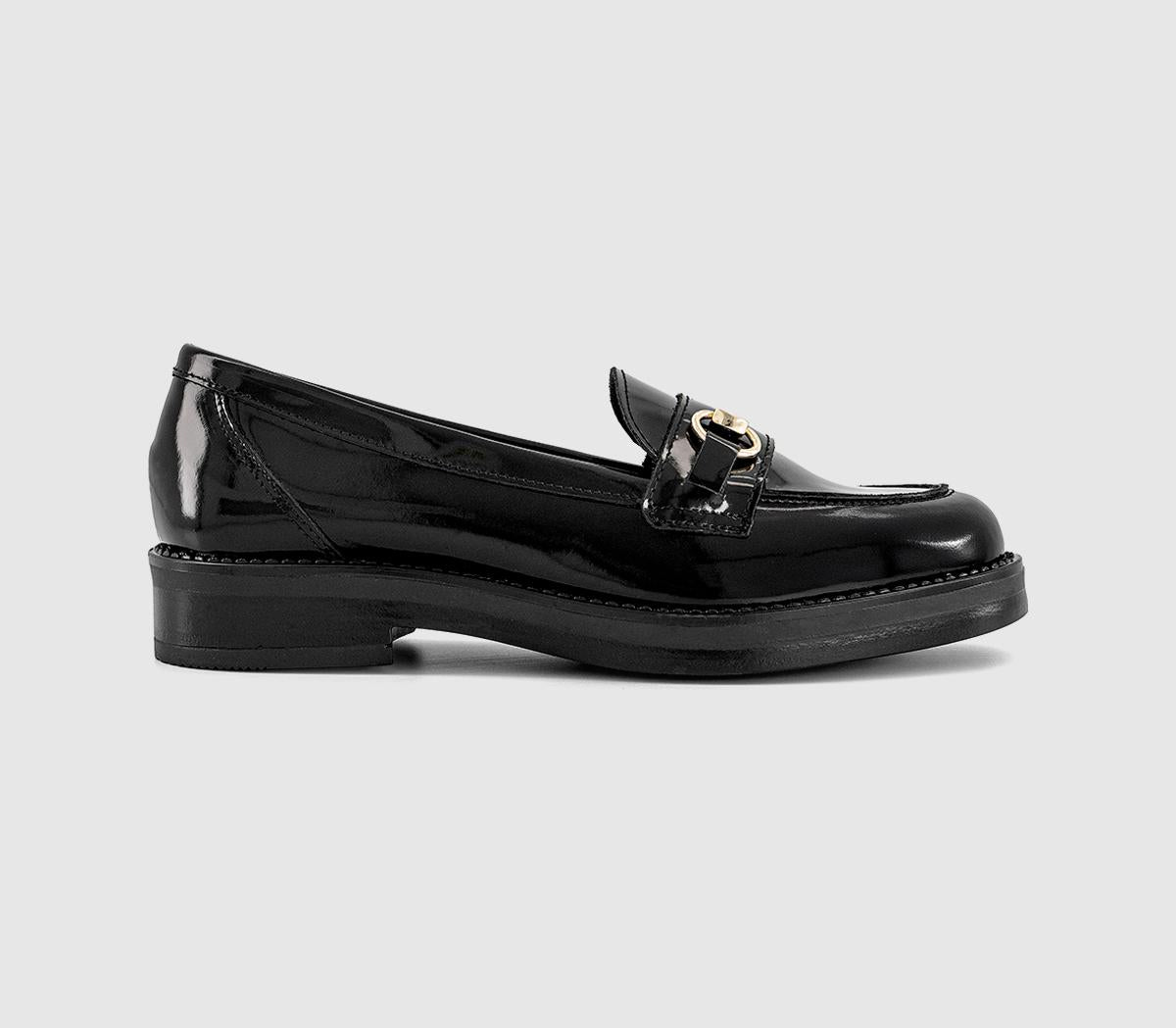 Womens OFFICE Franco Snaffle Loafers Black Patent Leather