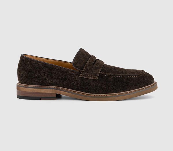 Mens OFFICE Chance Saddle Loafers Brown Suede