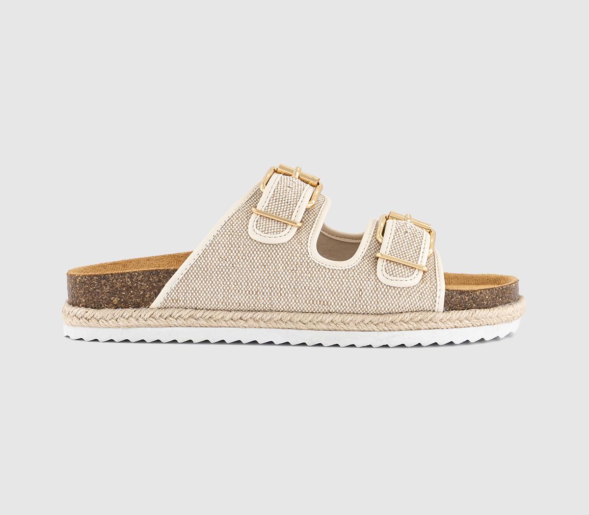 Womens EARTHADDICT Sunshine Platform Footbed Sandals Beige Canvas