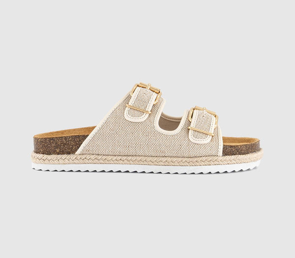 Womens EARTHADDICT Sunshine Platform Footbed Sandals Beige Canvas