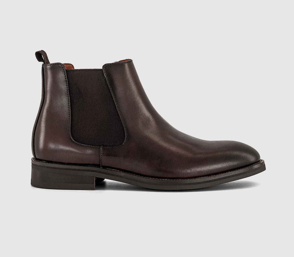 Mens OFFICE Barlow Chelsea Boot Chocolate Brown Leather