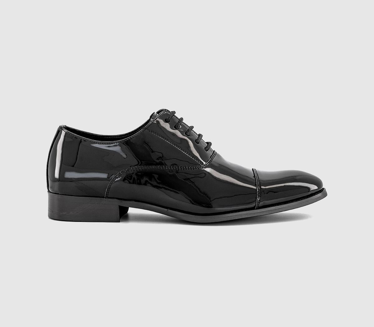 Mens OFFICE Manston Toe Cap Oxford Shoes Black Patent