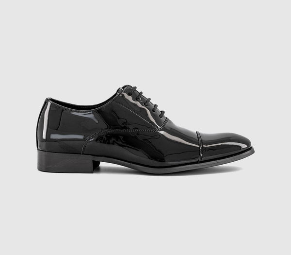 Mens OFFICE Manston Toe Cap Oxford Shoes Black Patent
