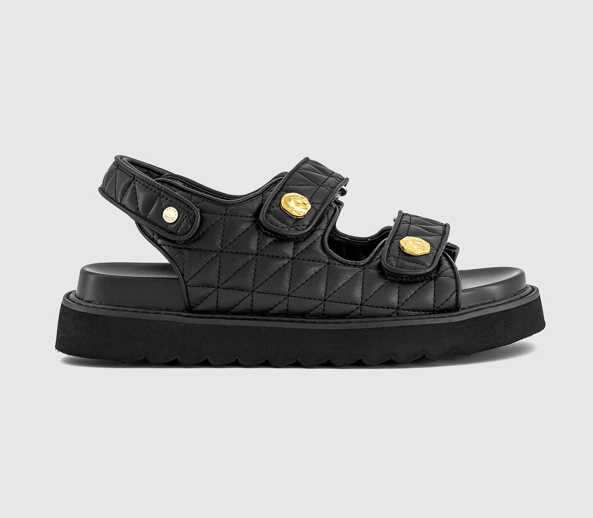 Womens OFFICE Solitude Quilted Chunky Footbed Sandals Black