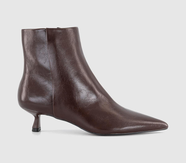 Womens OFFICE Alessia Kitten Heel Ankle Boots Burgundy