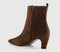 Womens OFFICE Addison Curve Heel Ankle Boots Brown Suede