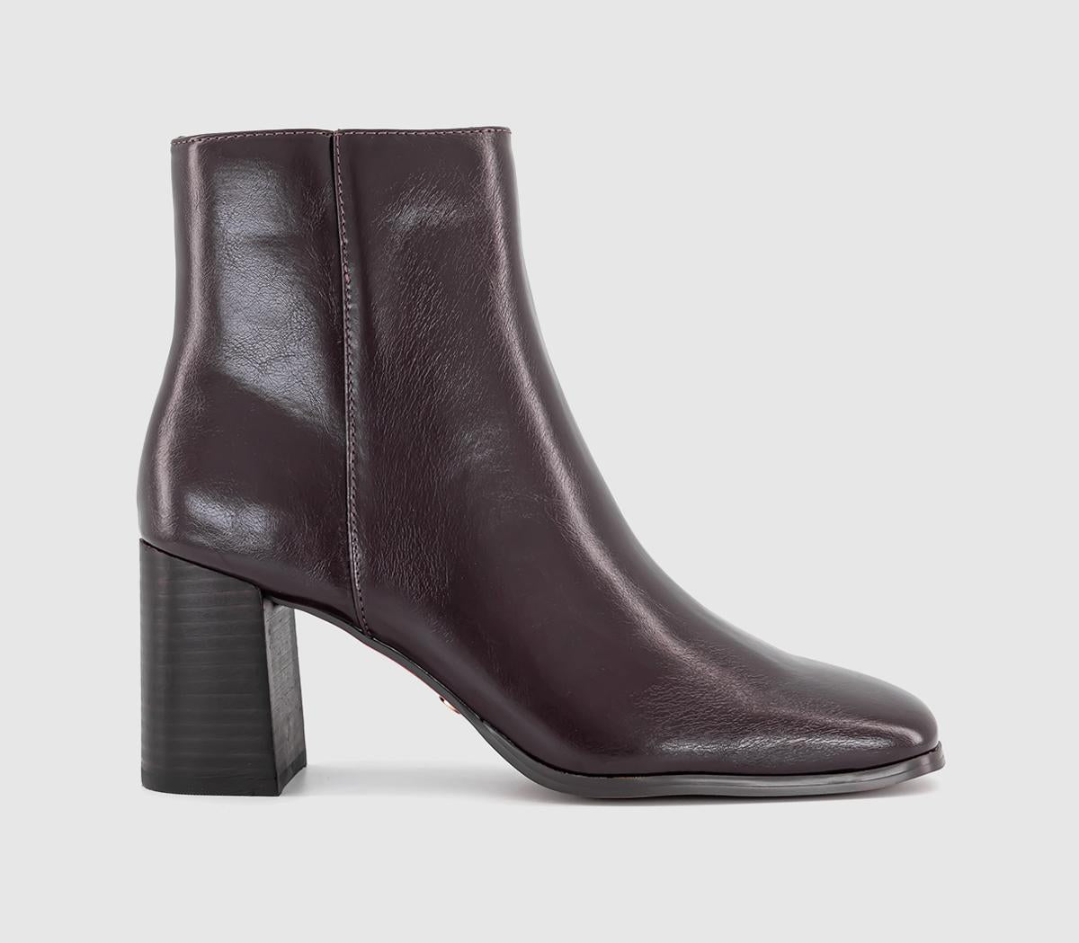 Womens OFFICE Ava Block Heel Ankle Boots Burgundy