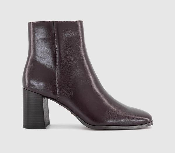 Womens OFFICE Ava Block Heel Ankle Boots Burgundy