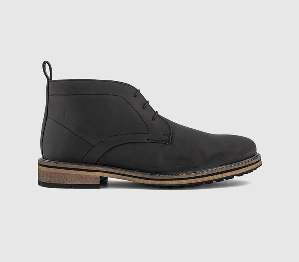 Mens OFFICE Bernie Casual Chukka Boots Black Nubuck
