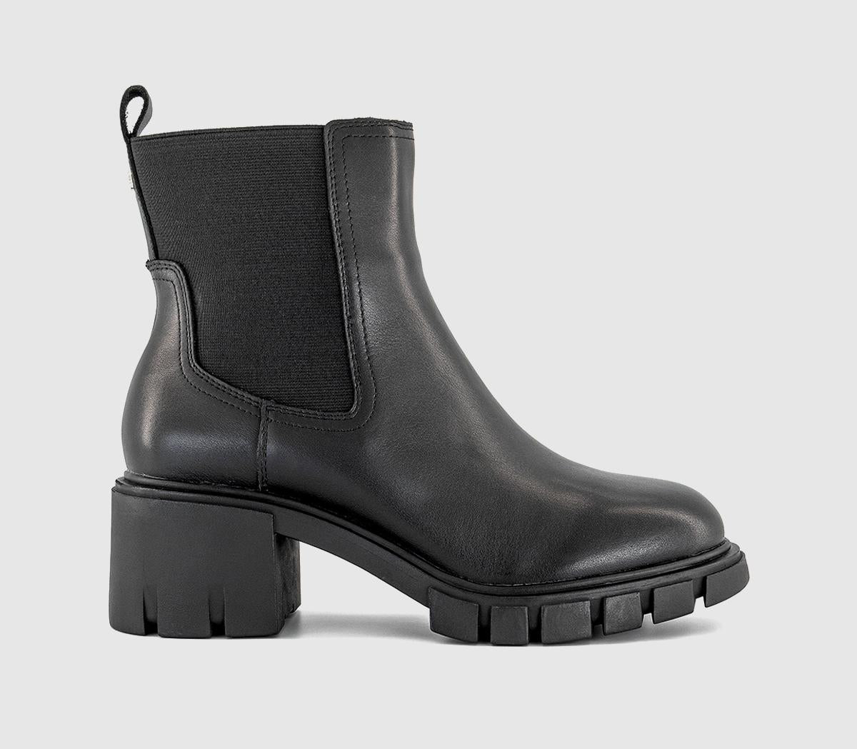 Womens OFFICE Albany Heeled Platform Ankle Boots Black Leather